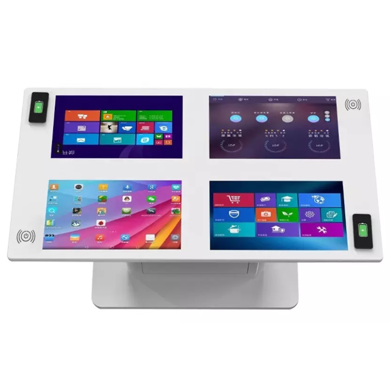 Multi people play game smart touch screen coffee table with WIFI and wireless charging