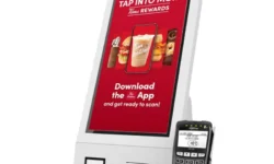 ตู้ Kiosk สั่งอาหารและชำระเงินอัตโนมัติแบบติดผนัง หน้าจอสัมผัส ขนาด 21.5 นิ้ว พร้อมกล้องและเครื่องพิมพ์ในตัว